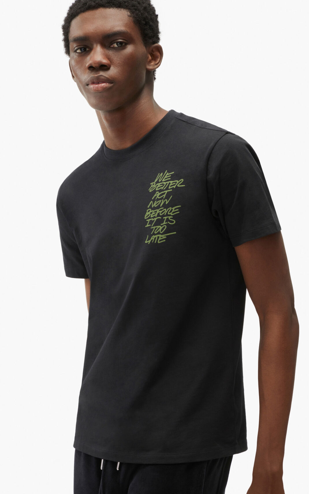 T Shirt Kenzo We better act now Homme Noir | DLOE-40538